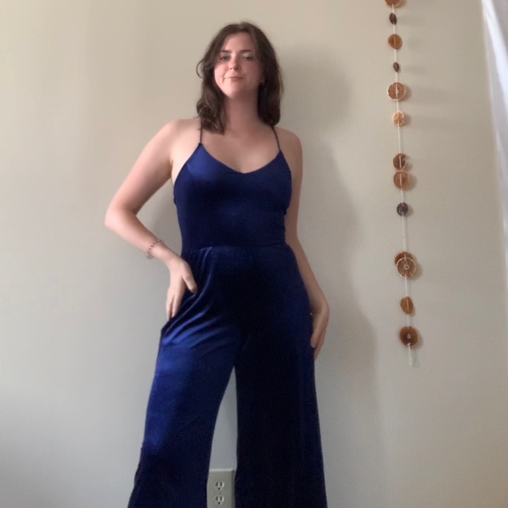 Boutique blue velvet jumpsuit- SOLD ELSEWHERE